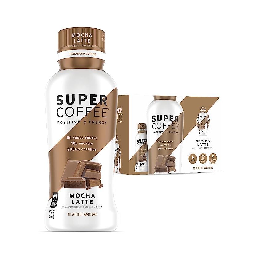 Experience the perfect blend of coffee and protein with Mocha Latte Super Coffee. Designed for those on a low carb, high protein diet like keto, each bottle is packed with 200mg of caffeine, 10g of protein, and 0g of added sugar.