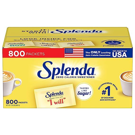 Splenda No Calorie Sweetener offers a convenient and tasty alternative to traditional sugar. This particular product, the Splenda No Calorie Sweetener Value Pack, comes in a package containing 800 individual packets of sweetener. With a net weight of 28.22 ounces, it is designed to provide you with an ample supply of sweetness.