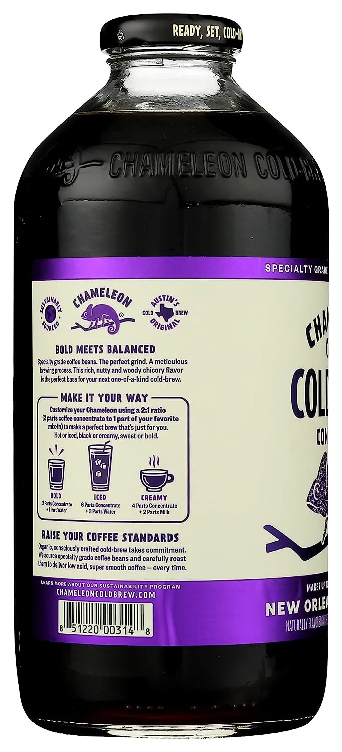 Using only the finest organic ingredients, this New Orleans Style Cold Brew Coffee Concentrate begins with sustainably sourced coffee beans. Carefully selected and roasted to perfection, these beans are then ground and steeped in cold water for an extended period. This slow brewing process allows the flavors to fully develop, resulting in a rich and satisfying cup of coffee.