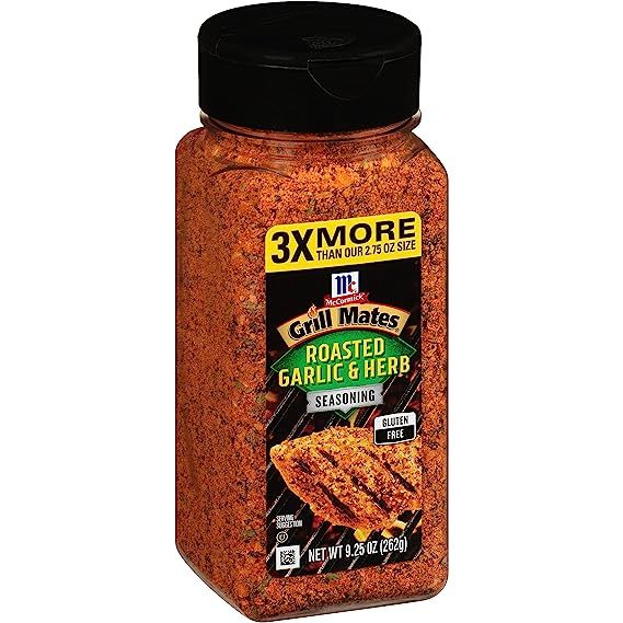 Grill Mates Roasted Garlic & Herb Seasoning is a popular spice blend for grilling and seasoning various dishes. This specific version of the seasoning comes in a 9.25 oz bottle and is known for its robust flavor profile. 
The seasoning features a unique combination of roasted garlic, herbs, and spices that enhance the taste of grilled meats, vegeta