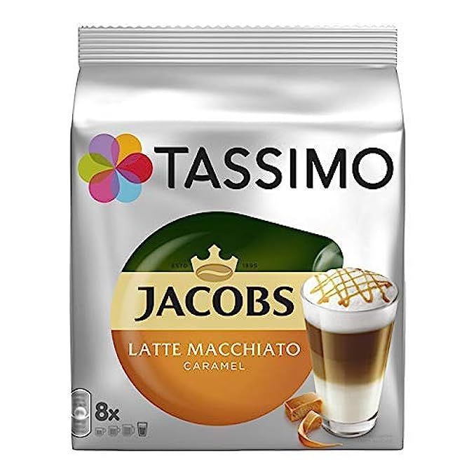 Experience the unparalleled taste and velvety texture of Tassimo Jacobs Latte Macchiato Caramel 475.20 g. This beloved beverage option is a part of the renowned Tassimo range, offering an array of coffee and hot beverage options to satisfy every palate.
Weighing approximately 475.