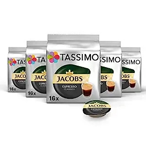 Discover the unparalleled richness and authenticity of the Tassimo Jacobs Espresso. With its convenient 5x16 portion packaging, this premium beverage ensures that you can enjoy multiple servings of this exquisite espresso blend effortlessly. From the moment you take your first sip, you'll be transported to a world of pure coffee bliss.