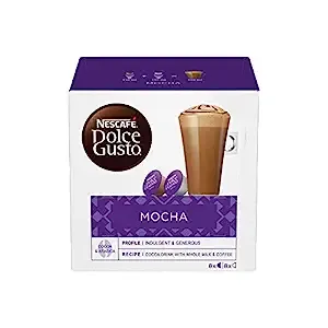 Indulge in the irresistible Nescafe Dolce Gusto Mocha, a heavenly blend of high-quality coffee and delectable chocolate. Each pack contains 8 capsules, divided into 2 boxes, ensuring you have plenty of this delightful beverage to enjoy.