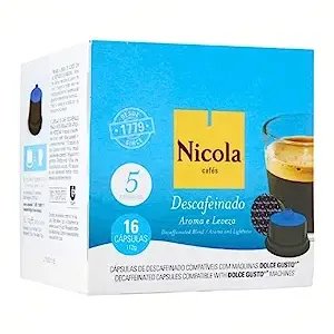  Nicola Decaf Coffee Capsules Compatible For Dolce Gusto Machines ( 16capsules x 7g ) 112G - All the qualities of an excellent coffee, caffeine-free. Ideal for a peaceful moment..  