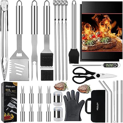 Grilljoy 31PC Heavy Duty BBQ Grilling Accessories Set: The Ultimate Kit for Grilling Enthusiasts
Are you a grilling enthusiast seeking the perfect set of tools to enhance your BBQ experience? Look no further than the Grilljoy 31PC Heavy Duty BBQ Grilling Accessories Set.