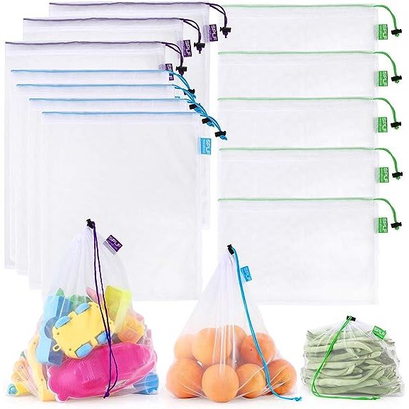 Looking for a practical and eco-friendly alternative to single-use plastic bags for your grocery shopping and storage needs? Look no further than the SPLF 12 Pcs Heavy Duty Reusable Mesh Produce Bags. These durable bags are designed to withstand repeated use, making them a cost-effective choice compared to disposable options. The set includes 12 ba