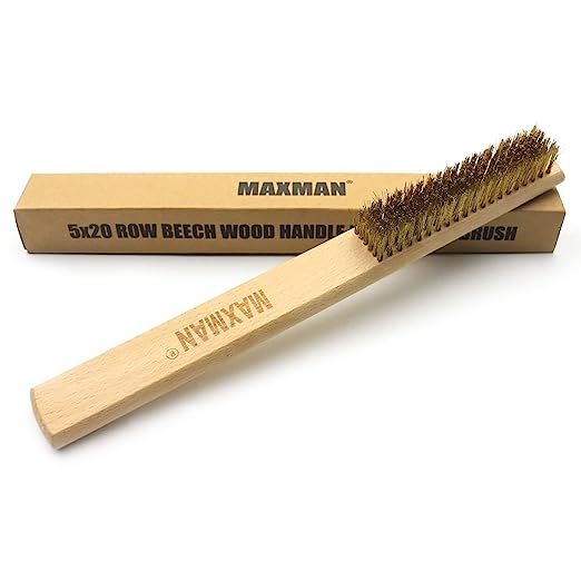 1 MAXMAN 20×6 Row Wire Brush - Metal Surface Cleaner with Beech Handle