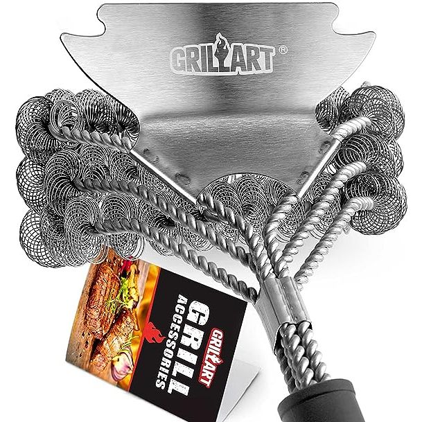 Introducing the Revolutionary Safest Bristle Free Grill Cleaner - the ultimate solution for worry-free barbecue! Say goodbye to the fear of swallowing metal pieces with this innovative grill brush and scraper combo. Unlike other options on the market, this cleaner is wire bristle and melted nylon brush-free, ensuring the safety of your food.