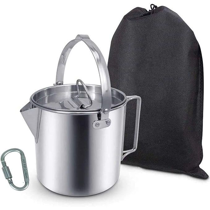 The AITREASURE Camping Tea Kettle Stainless Steel Hiking Pot is the ultimate companion for outdoor enthusiasts. Designed specifically for camping, hiking, and picnics, this portable coffee pot combines convenience and efficiency in a compact and versatile design.
Crafted from high-quality stainless steel, this 1.