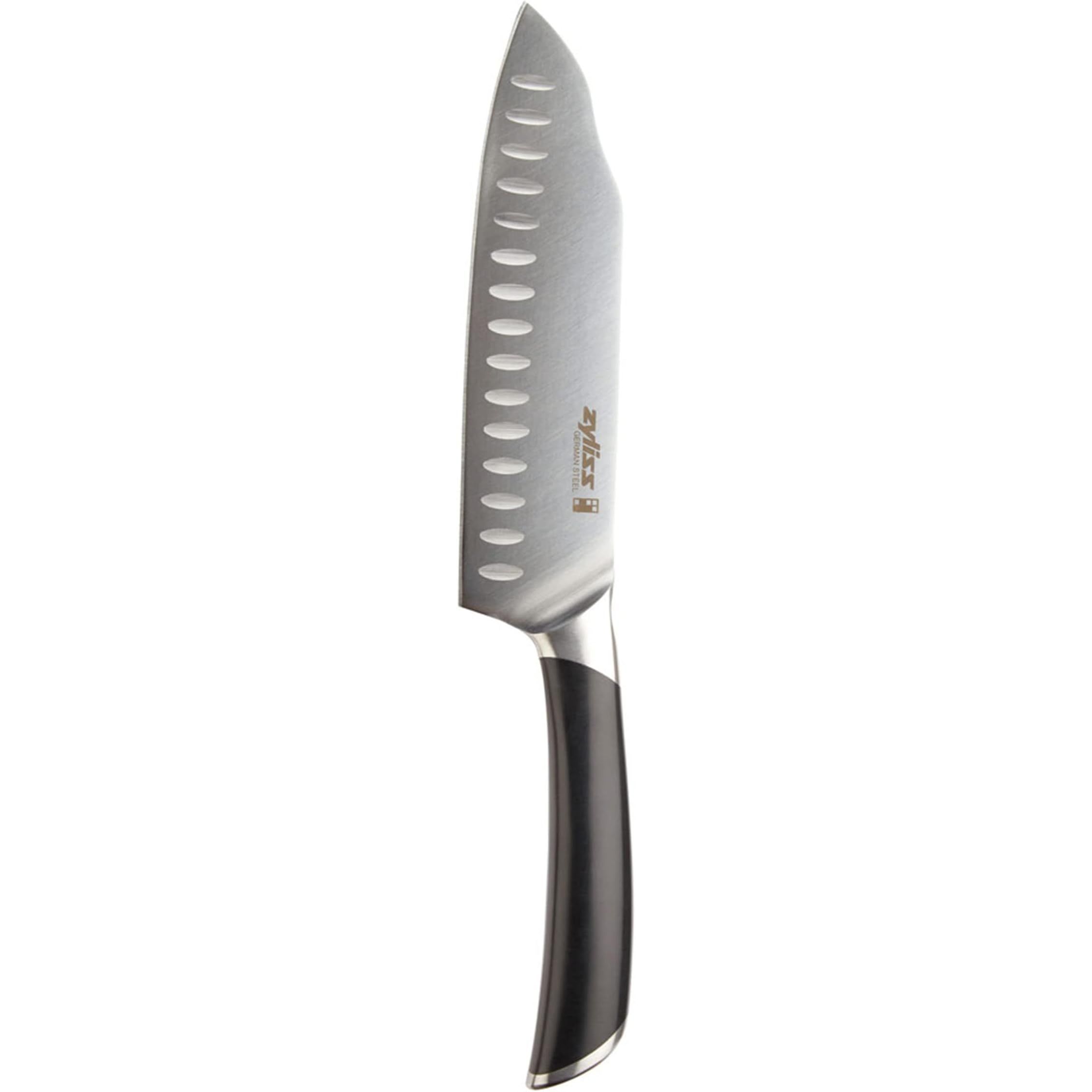 Introducing the German Stainless Steel Knife, an essential kitchen tool for any cooking enthusiast. Expertly crafted with precision, this santoku knife guarantees superior performance and long-lasting sharpness thanks to its ice-hardened blade. Its full tang design provides the perfect balance for effortless slicing, dicing, and mincing.