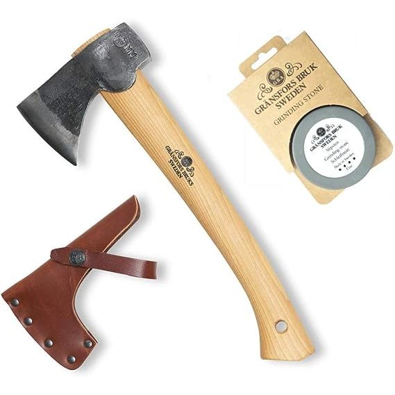 1 Gransfors Bruk Wildlife Hatchet (415) with Ceramic Grinding Sharpening Stone (4034) - Bundle (2 Items)