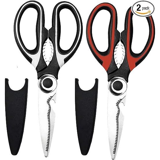 Introducing our premium-quality Kitchen Shears, created to enhance your culinary journey by offering unrivaled versatility and dependability. Whether you're tackling a wide range of kitchen tasks or taking them on your camping adventures or barbecues, these shears effortlessly conquer meat, turkey, bones, and even remove scales from fish.