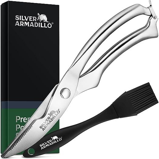 Upgrade your kitchen arsenal with our heavy-duty stainless steel poultry shears, the ultimate tool for handling various food items with ease and efficiency. Made from high-quality stainless steel, these kitchen shears are specifically designed to tackle tough tasks, such as boning poultry, cutting meat, fish, seafood, and even vegetables.