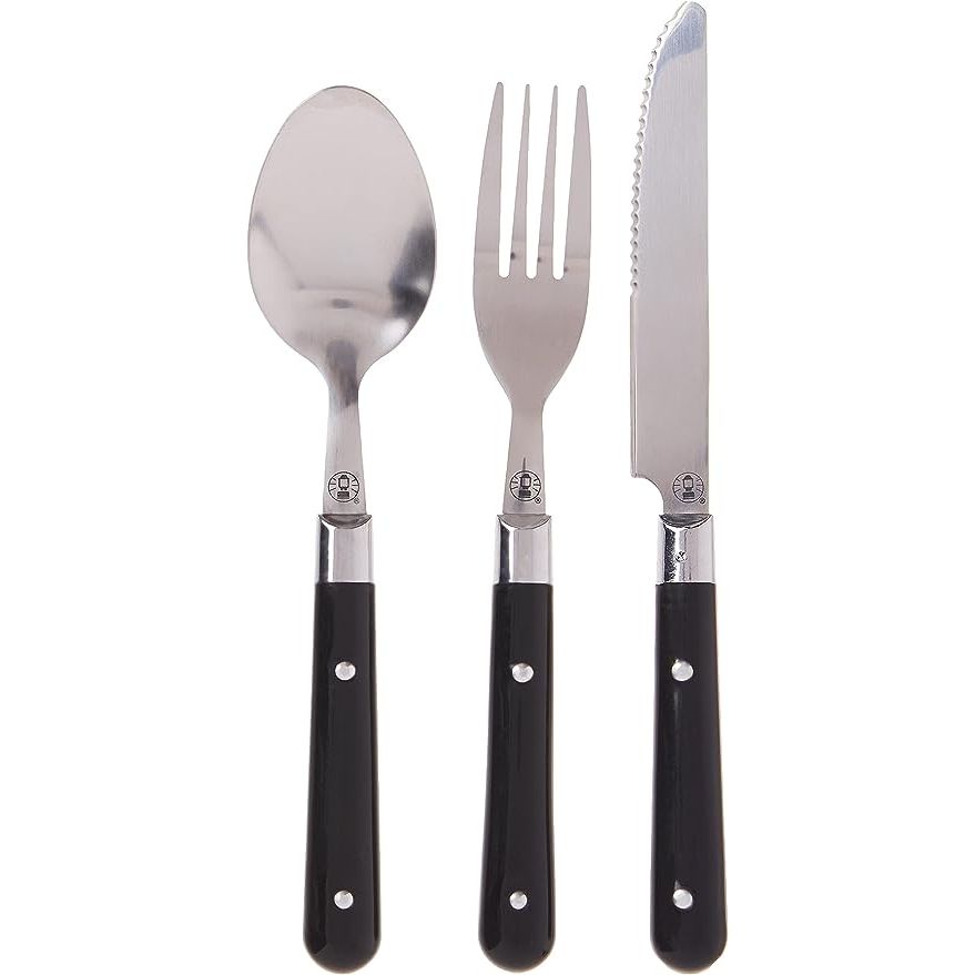 Stainless Steel Flatware Set with Plastic Handles, 12-Piece, Black
A 12-piece stainless steel flatware set with plastic handles, available in a sleek black color, offers an excellent option for those seeking a durable and versatile cutlery collection.