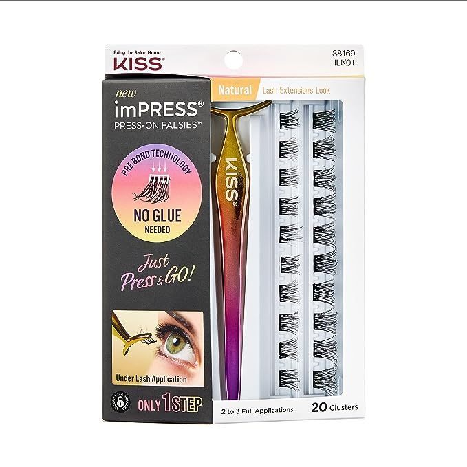 Introducing the 100% Flawless & Fuss Free Press-on Falsies Kit by KISS. Say goodbye to messy glues and hello to instant volume and glam with lashes that go perfectly under your natural lashes.