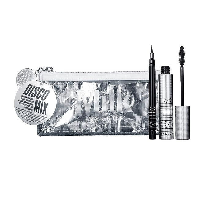 Elevate your eye makeup game with our luxurious Milk Makeup Disco Mix Eye Kit, an essential collection for anyone craving sustainable glam. Our vegan and cruelty-free gift set promises all-day impact with its star products: the formidable KUSH Volumizing Black Mascara Boom and the precise KUSH Liquid Waterproof Black Eyeliner Pen Loud.