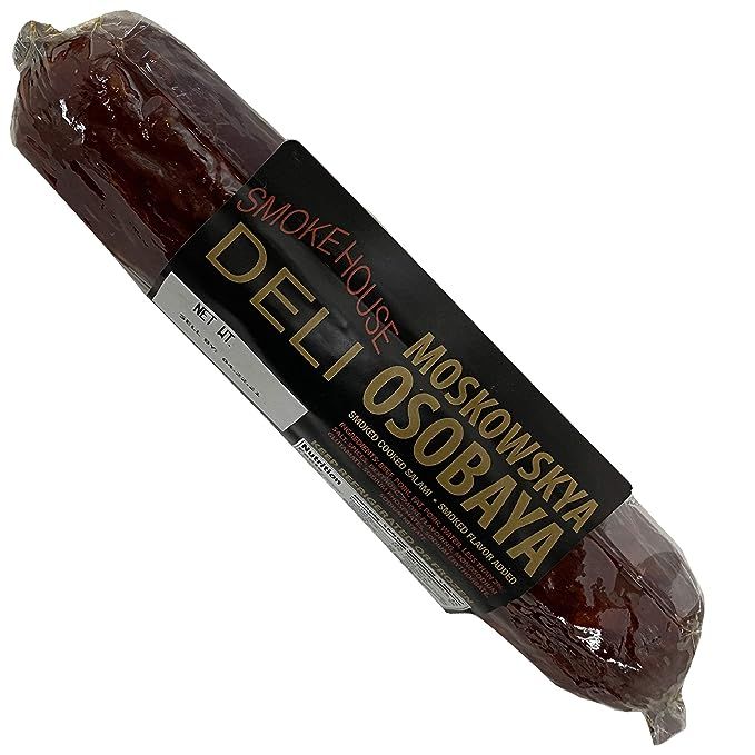 Discover the extraordinary taste of Moskovskaya Osobaya Smoked Salami, a top-tier delicacy designed for those who appreciate all-natural dining. Weighing around 1.0 pound or 16.0 ounces, this exceptional salami is meticulously crafted without the use of nitrates, nitrites, MSG, dairy, or gluten, guaranteeing a wholesome and nutritious snack option.