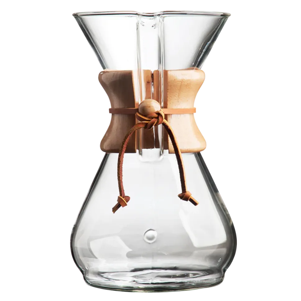 Chemex, the iconic manual pour-over coffee maker, was ingeniously created by chemist Peter Schlumbohm back in 1941. Crafted with a glass flask and a conical funnel topped with a specialized paper filter, this brewing marvel was designed to provide a remarkably refined cup of coffee.