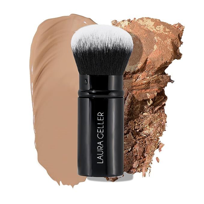 Elevate your makeup routine with the luxurious and expertly designed Laura Geller New York's Retractable Airbrush Kabuki Brush. Tailored to perfection, this multi-purpose brush is your new secret weapon for impeccable foundation application, regardless of the texture—be it a velvety liquid, sumptuous cream, or a delicate powder.