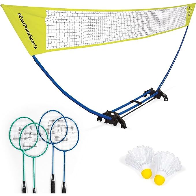 The EastPoint Sports Easy Setup Badminton Set is the ultimate game for outdoor entertainment and family fun. With two lightweight rackets and two sturdy shuttlecocks, you'll have everything you need to enjoy a thrilling game of badminton in your own backyard.