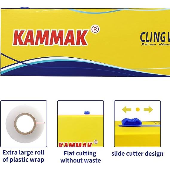 Upgrade your kitchen with the KAMMAK Quick Cut 15 Plastic Wrap with Cutter – the ultimate tool for effortless food storage and preservation.