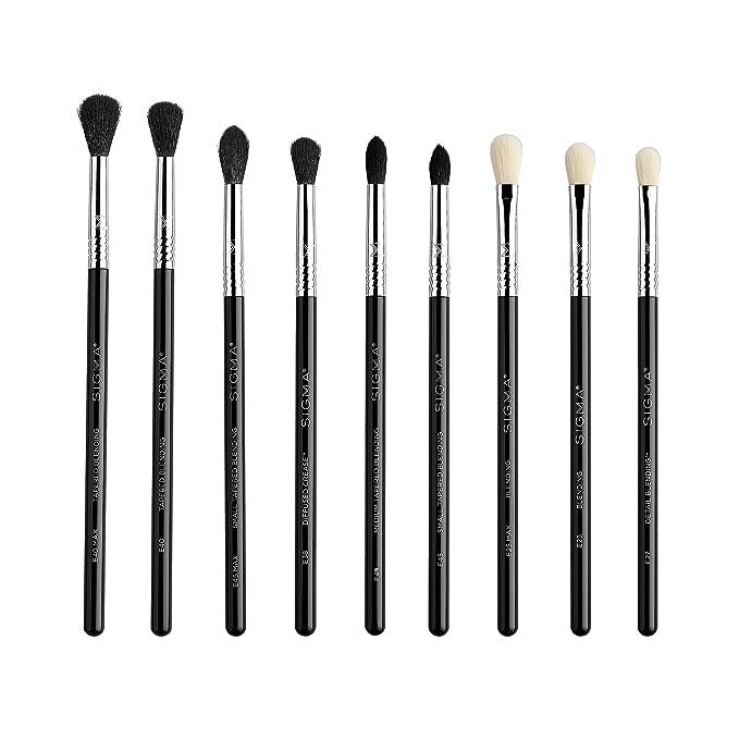 Elevate your eyeshadow artistry with Sigma Beauty's Deluxe Blending Brush Set, tailored for the makeup aficionado seeking precision and perfection. This premium professional-grade collection offers nine full-sized blending marvels, meticulously engineered to help you achieve impeccably blended eye looks effortlessly.