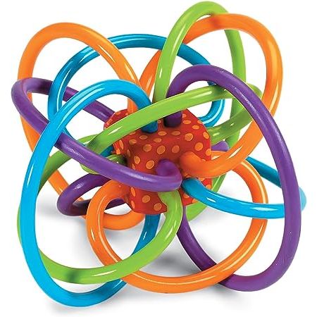 The BABY TEETHING TOY is specifically designed for little hands, featuring a mesmerizing maze of soft, BPA-free teething tubes. It can also be refrigerated for added soothing comfort, making it the perfect chew toy for babies. With its colorful and lightweight design, the Winkel instantly attracts babies and promotes clutching and two-handed play.