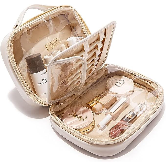 Elevate your beauty routine with our chic and capacious makeup bag – your ideal companion for both globetrotting escapades and everyday elegance. Boasting generous dimensions of 9.05 x 4.13 x 6.