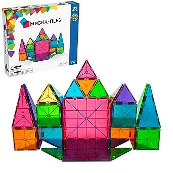 Introducing the Classic 32-Piece Magnetic Construction Set! This set includes 32 translucent geometric shapes in 6 vibrant colors, featuring squares and triangles in various sizes and styles. The original and most celebrated set in magnetic construction, it is designed to captivate and inspire children’s imagination.