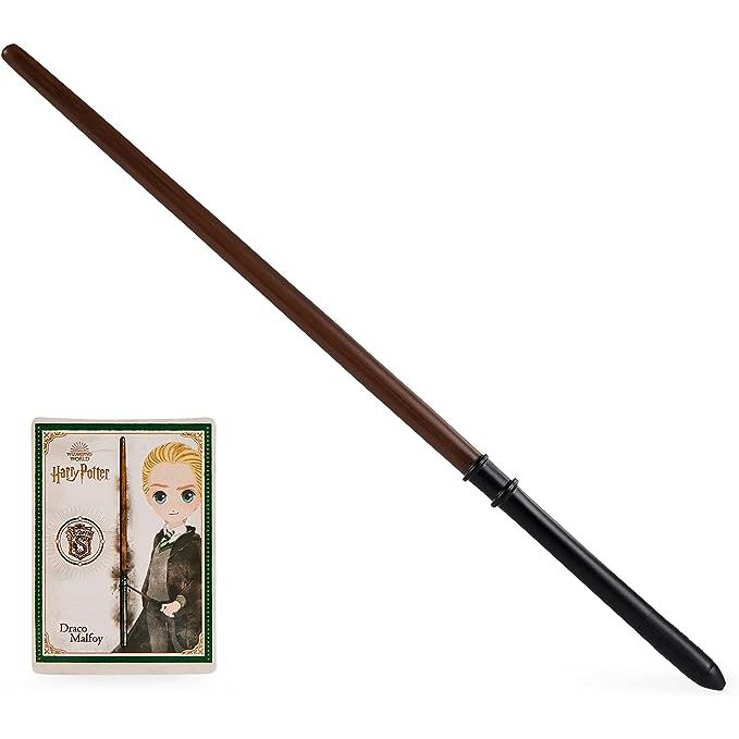 Immerse yourself in the Wizarding World and cast spells like your favorite characters with the Official Harry Potter Draco Malfoy Spellbinding Wand. This 12-inch replica wand is a must-have for any Harry Potter enthusiast. Its authentic design and weighted base make it perfect for both display and play. Included with the wand is a Serpensortia spel