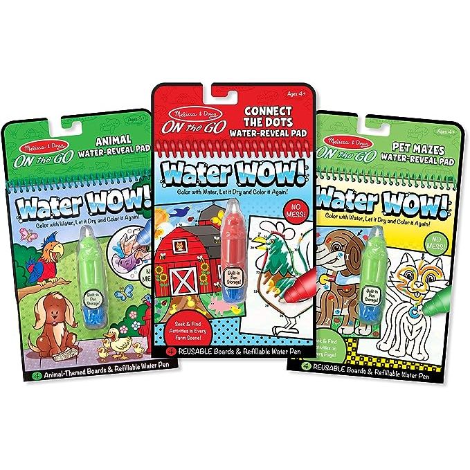 Melissa & Doug presents an innovative way to keep children entertained on the go with their On the Go Water Wow! Reusable Water-Reveal Activity Pads. This convenient 3-pack offers themes like Animals, Connect the Dots, and Mazes, bringing excitement and creativity to children aged 3 and above.