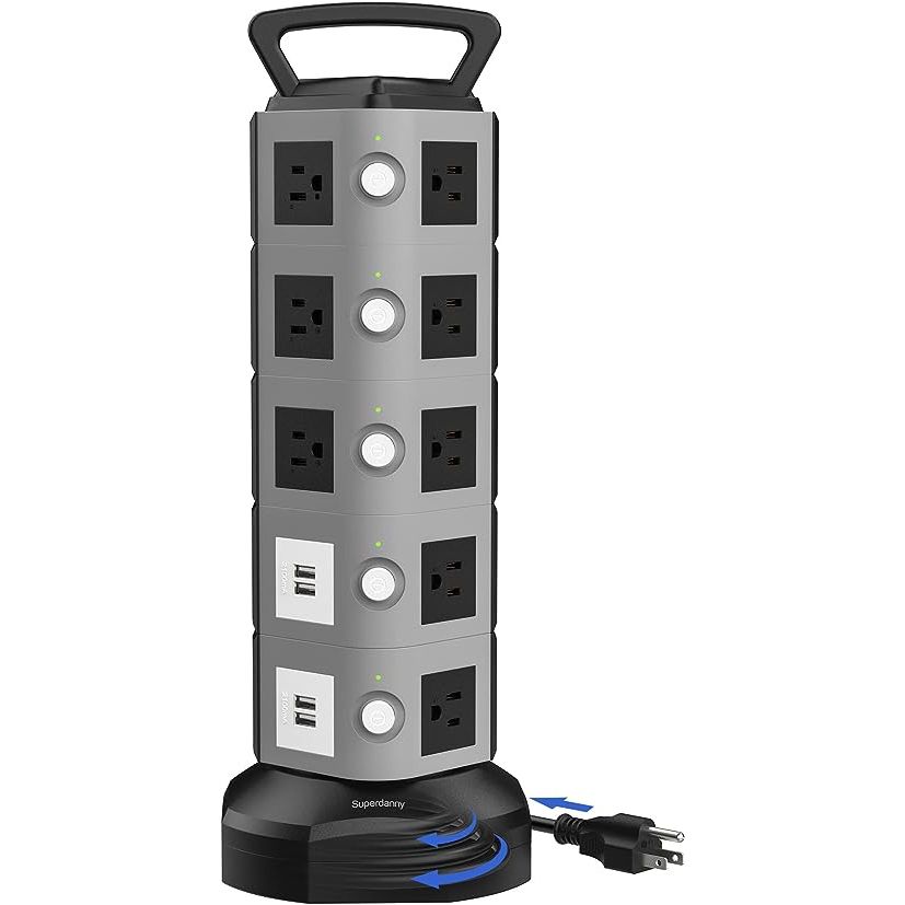 Introducing our versatile Large Compatibility Power Bar Surge Protector Tower, engineered to cater to the diverse voltages of different regions. With an adjustable voltage range of 110V to 250V, this surge protector effortlessly adapts to your specific power requirements. Whether you're nestled in Canada with a voltage of 110V or embarking on a jou