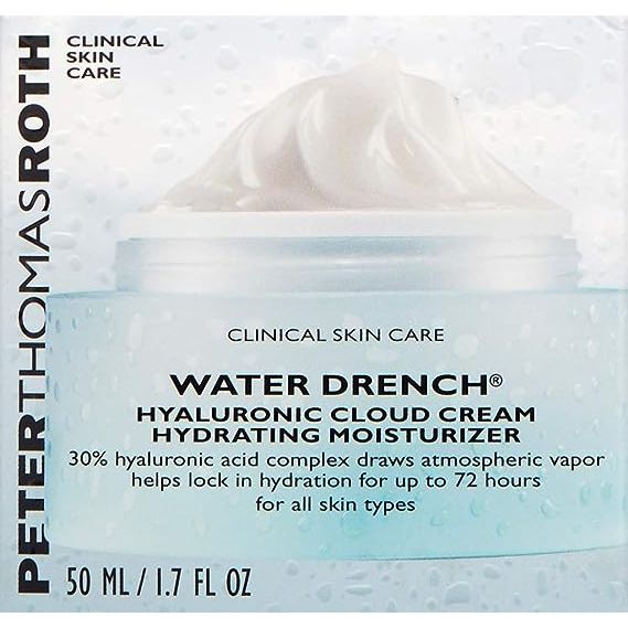 Experience intense hydration with the Peter Thomas Roth Water Drench Hyaluronic Cloud Cream. This popular moisturizer, available in a convenient 47.3176 milliliter or 1.6 fluid ounce size, is formulated to deliver deep hydration to the skin.