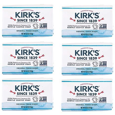 Kirk's Gentle Castile Soap is a product that prioritizes both your skin and the environment. Made with 100% premium coconut oil, this bar soap gently cleanses the skin without the use of harsh toxins. Its biodegradable formula guarantees that it remains effective in both soft and hard waters, making it suitable for use in various environments. This