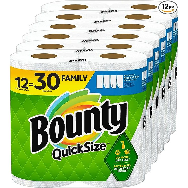 Bounty Quick-Size Paper Towels, White, 12 Family Rolls = 30 Regular Rolls, are a must-have household essential that provides convenience and practicality. These popular paper towels offer excellent absorbency and durability, making them perfect for tackling spills, cleaning surfaces, and handling various household tasks effectively. With their uniq