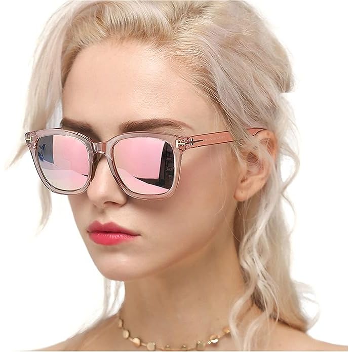 Plastic frameanti-reflective lensPolarizedUV Protection Coating coatingLens width: 2.56 inchesLens height: 2.05 inchesBridge: 0.67 inchesArm: 5.82 inches☀Classic Square Design☀ Complete your ensemble with these glamorous sunglasses designed with a classic square silhouette and stylishly wide arms details.