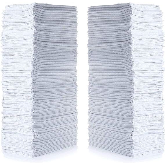 Boost your cleaning routine with this incredible set of 150 shop towels in white. Each towel measures 14 by 12 inches and is expertly crafted using natural cotton, making them not only reusable, but also eco-friendly. Say goodbye to wasteful paper towels and hello to a more sustainable and efficient cleaning solution. To maintain the longevity of t