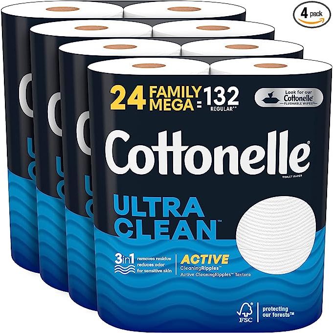 Get the best in clean and comfort with Cottonelle Ultra Clean Toilet Paper. With its unique CleaningRipples texture, this toilet tissue removes residue that can cause irritation, leaving you feeling fresh and clean every time you use it. Not only does it remove odor-causing bacteria, but it is also designed for sensitive skin, making it the perfect