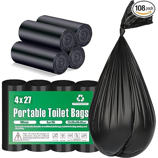 【108 Portable Toilet Bags for Buckets】
Experience the convenience and eco-friendliness of our 108 portable toilet bags for buckets. Each roll contains 27 biodegradable bags, providing you with a total of 4 rolls. You won't find a better deal on compost toilet bags for portable potties anywhere else.