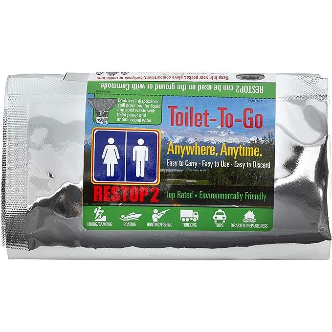 SEALS IN WASTE AND CONTAINS ODORS: The RESTOP 2 (RS2) utilizes a patented “bag within a bag” heavy gauge design to safely contain up to 32 ounces of liquid or solid human waste. The RS2 has a triple barrier bag design and zip-lock closure to ensure added protection from leakage and odors.