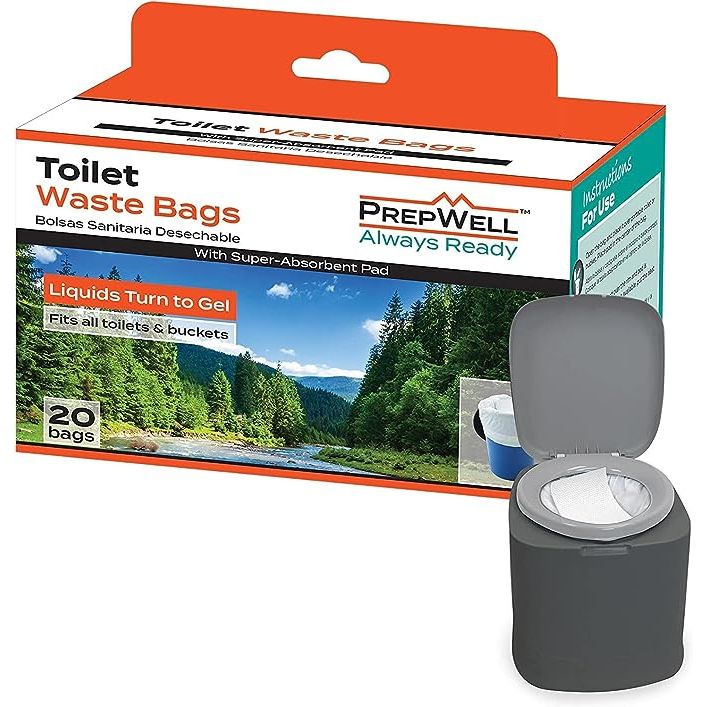 𝗙𝗜𝗧𝗦 𝗔𝗡𝗬 𝗣𝗢𝗥𝗧𝗔𝗕𝗟𝗘 𝗧𝗢𝗜𝗟𝗘𝗧 𝗢𝗥 𝗕𝗨𝗖𝗞𝗘𝗧 - PrepWell Disposable Toilet Bags are a universal size, designed to fit on any portable and outdoor toilets or buckets.