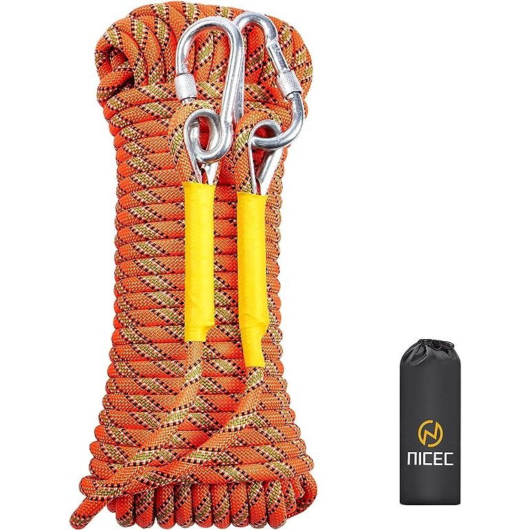 ·        ATTENTION: Please note that the two included carabiners are only for daily use. They are not for professional mountaineering. Each purchase will get One Climbing Rope + Two Steel Buckles + One Carry Bag. We offer eight options: 32ft/64ft/96ft/160ft/230ft/500ft/985ft/1000ft.