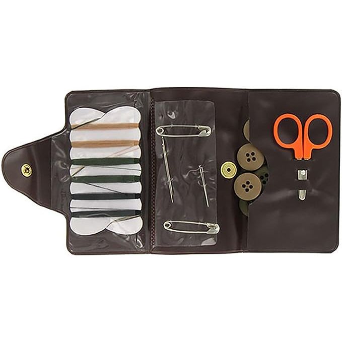 Introducing the Vanguard Military Official Sewing Kit - the perfect companion for soldiers and outdoor enthusiasts. This kit comes in a sleek olive drab and desert uniform design, ensuring seamless integration with your military attire. Constructed with durable black plastic and featuring a secure snap closure, this compact sewing kit is an essenti