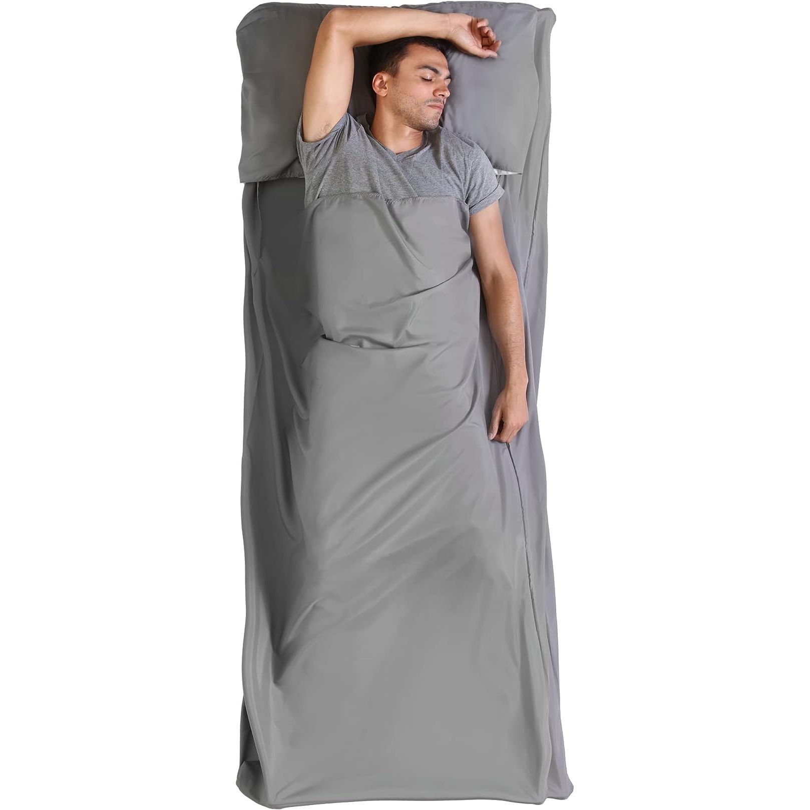 PolyesterSLEEP LIKE A BABY ON THE ROAD: Say goodbye to scratchy hotel sheets and hello to your new BFF (best fluffy friend) - our XL sleeping bag liner! Soft, lightweight, and breathable, this 100% Polyester adult sleep sack is one of the most important camping essentials and will have you snoozing comfortably no matter where your adventures take y