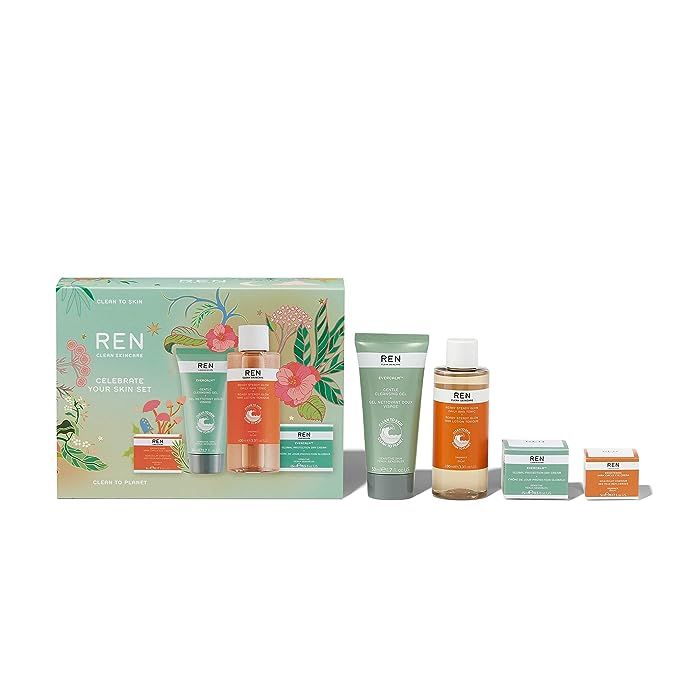 REN's best-sellers, protects, soothes, exfoliates, brightens, de-puffs, cruelty-free & vegan