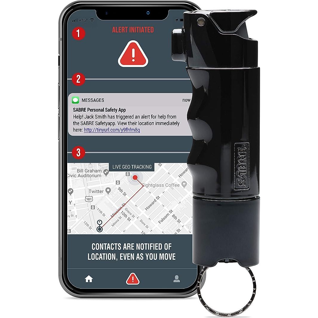 STAY CONNECTED TO YOUR CONTACTS: With SABRE's innovative technology, you can ensure the safety of yourself and your loved ones. Our free app sends texts with location map links to your contacts when the pepper spray is used, allowing them to track your whereabouts until you are safe.