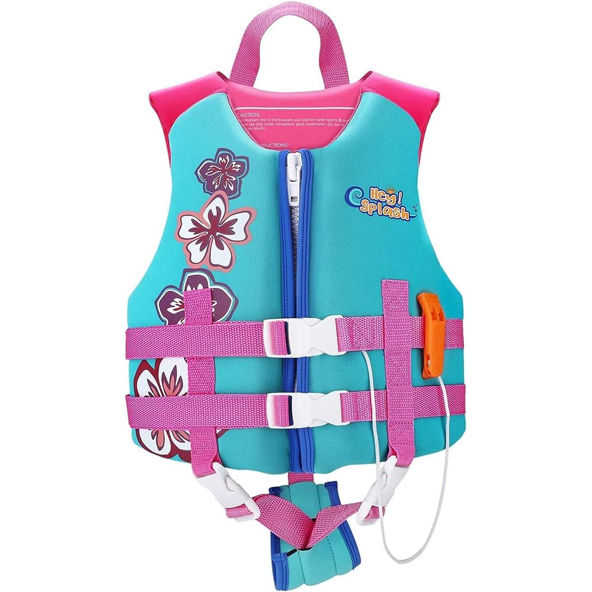 1 HeySplash Kid's Swim Life Jacket Vest, Child Size Watersports Swim Vest Floatation Device Toddler Floatie Trainer Vest with Emergency Whistle, Convenient Fastening, Ideal for 35-55 lbs (Size M)/ 55-77 lbs (Size L)