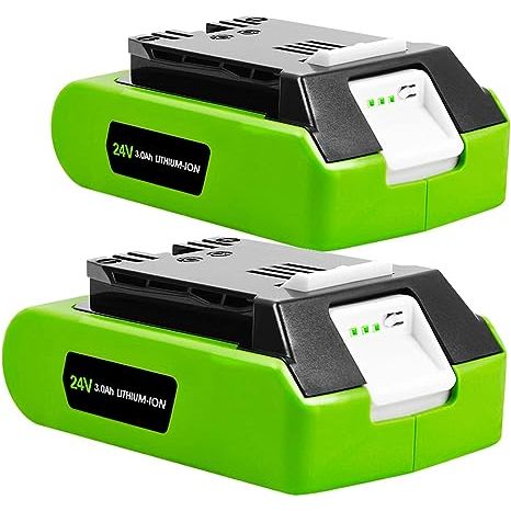 【Battery Specs】Type: Lithium-ion | Voltage: 24V | Capacity: 3000mAh | Made with high quality battery cells【Compatible Model】Compatible with all Greenworks 24V Tools.Work with Greenworks 24V Original Charger.Onboard fuel indicator shows you how much charge is remaining.【Exclusive Technology】3.0Ah Lithium-Ion battery offers higher efficiency and enha