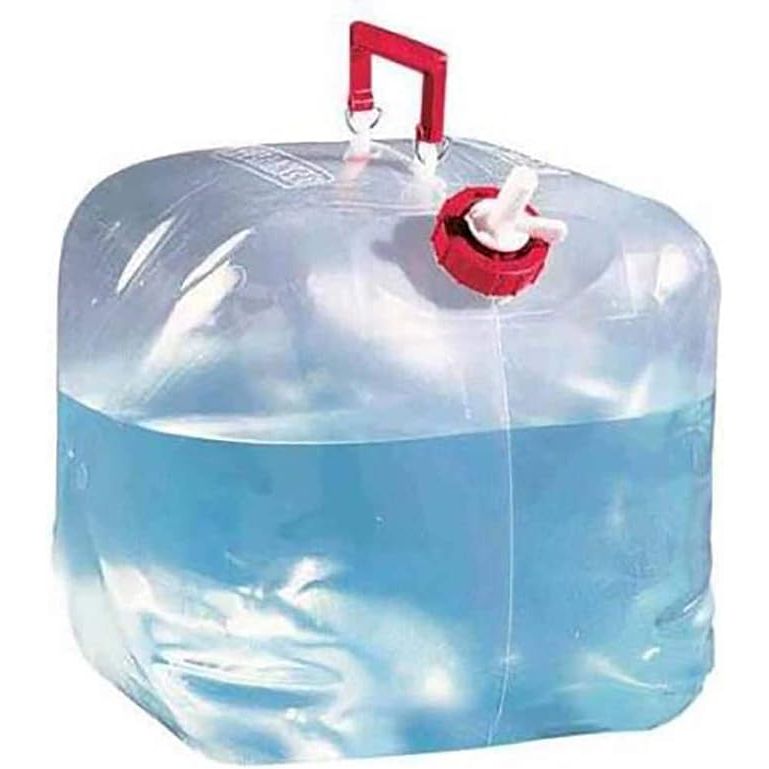 The original collapsible water containerDurable flexible high-grade polyethyleneIntegrated on/off spigot designComfortable handle w/ metal clips and folds downLength: 10" Width: 4" Height 12.5" Weight .37lbs