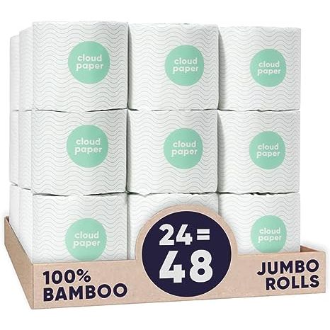 EcoCloud Bamboo Bathroom Tissue - 24 Rolls of Sustainable Toilet Paper, 3-ply, 300 sheets per roll - Gentle and resilient, FSC-certified, Chlorine-Free, Free of Plastic, Suitable for Vegans image